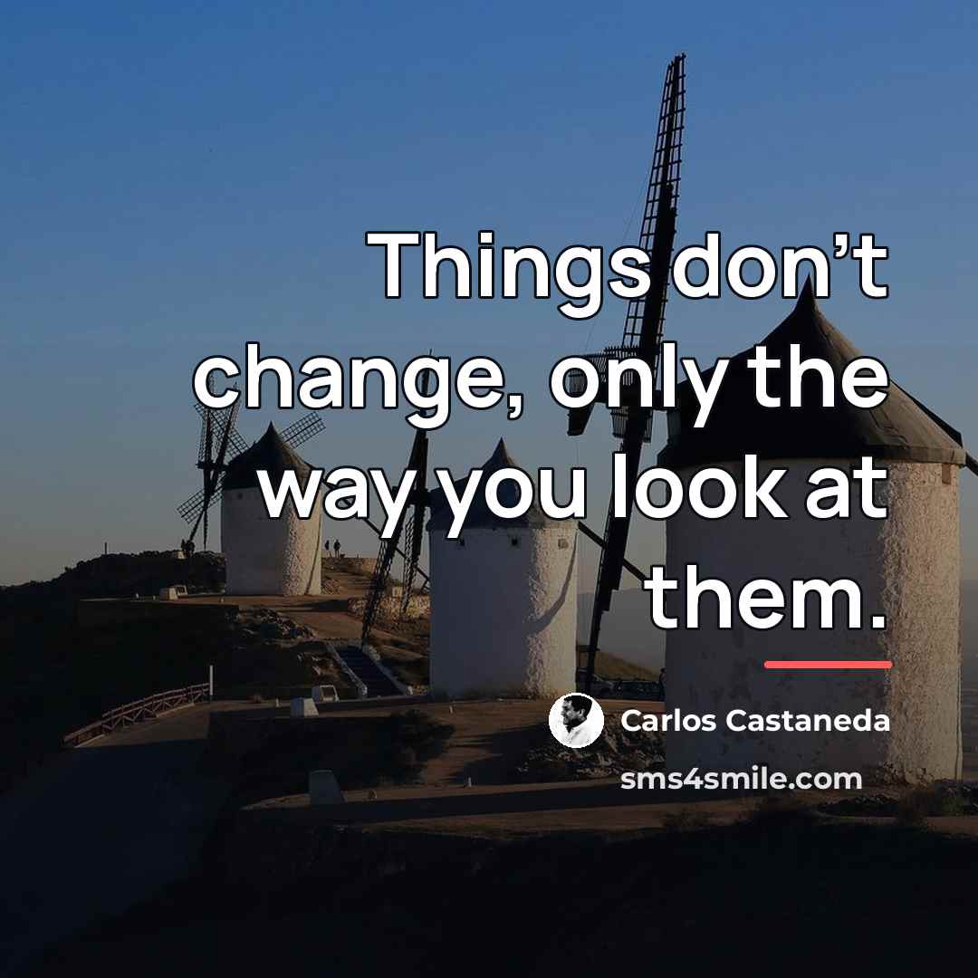 “Things don't change, only the way you look at them.…” quote by Carlos Castaneda