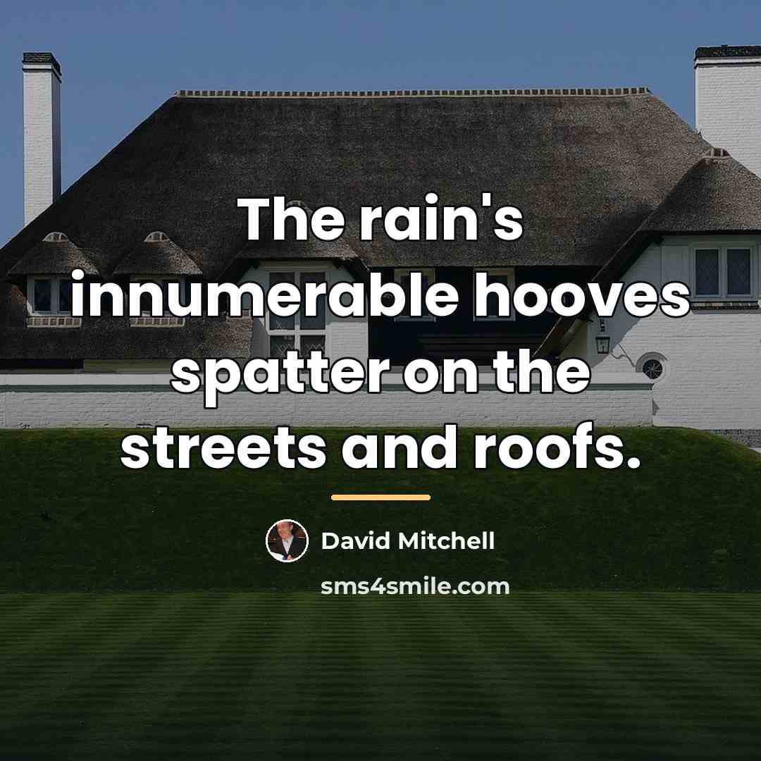 “The rain's innumerable hooves spatter on the streets and roofs.…” quote by David Mitchell