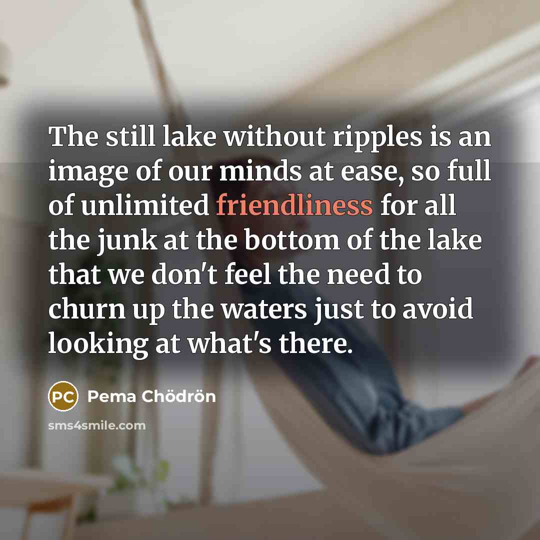 “The still lake without ripples is an image of our…” quote by Pema Chodron