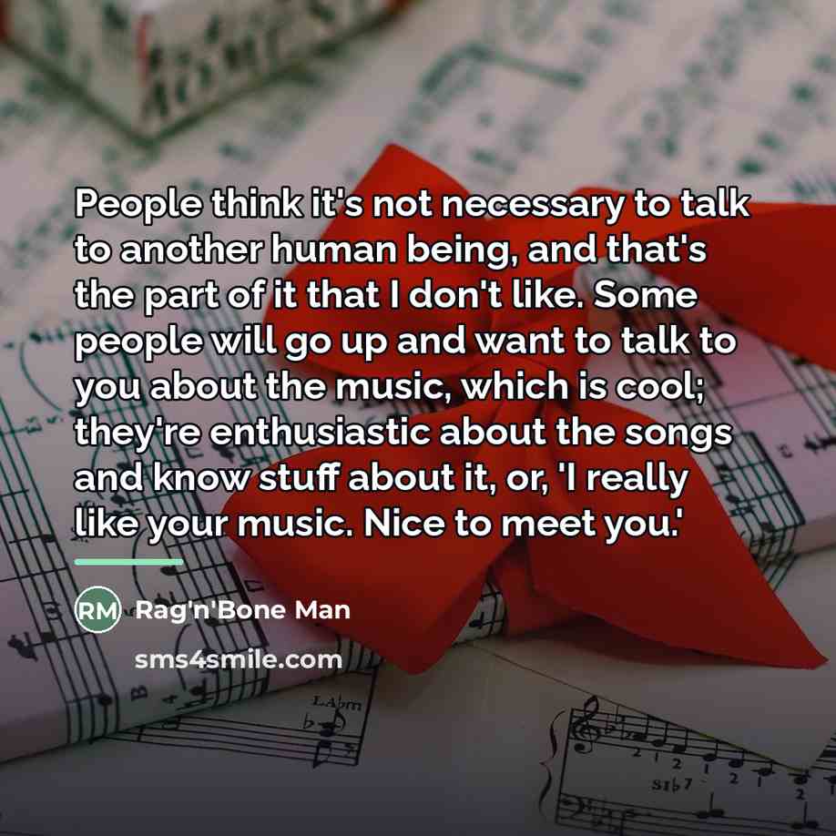 “People think it's not necessary to talk to another human…” quote by Rag'n'Bone Man