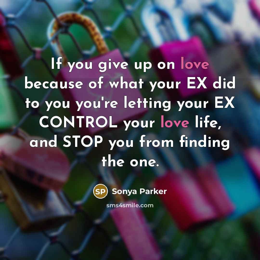“If you give up on love because of what your…” quote by Sonya Parker