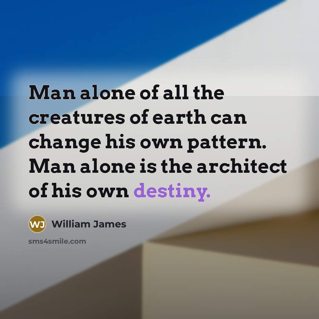 “Man alone of all the creatures of earth can change…” quote by William James