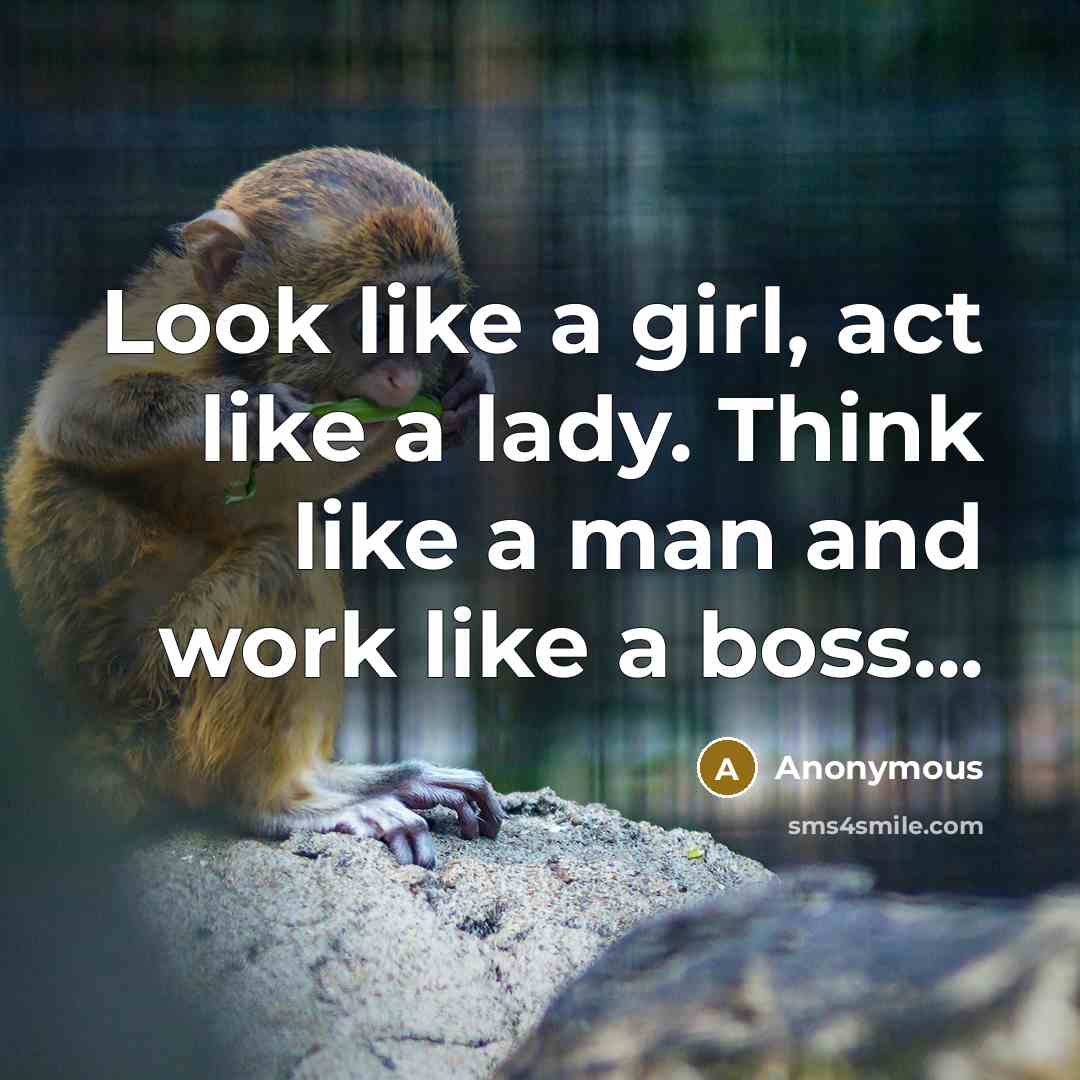“Look like a girl, act like a lady. Think like…” quote by Anonymous