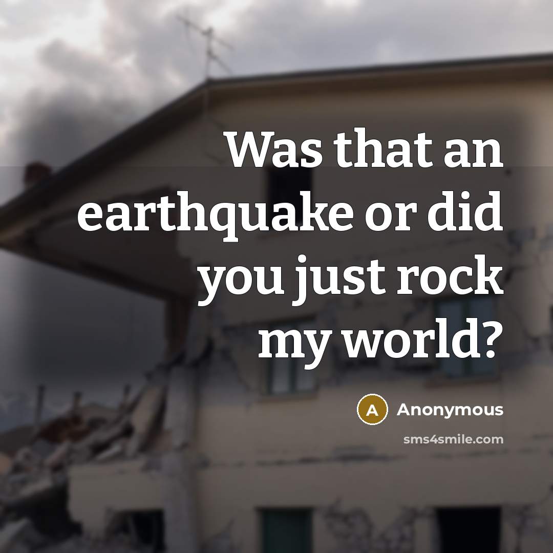 “Was that an earthquake or did you just rock my world?” quote by Anonymous