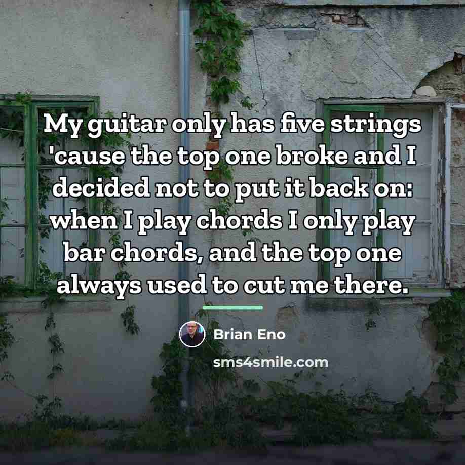 “My guitar only has five strings 'cause the top one…” quote by Brian Eno