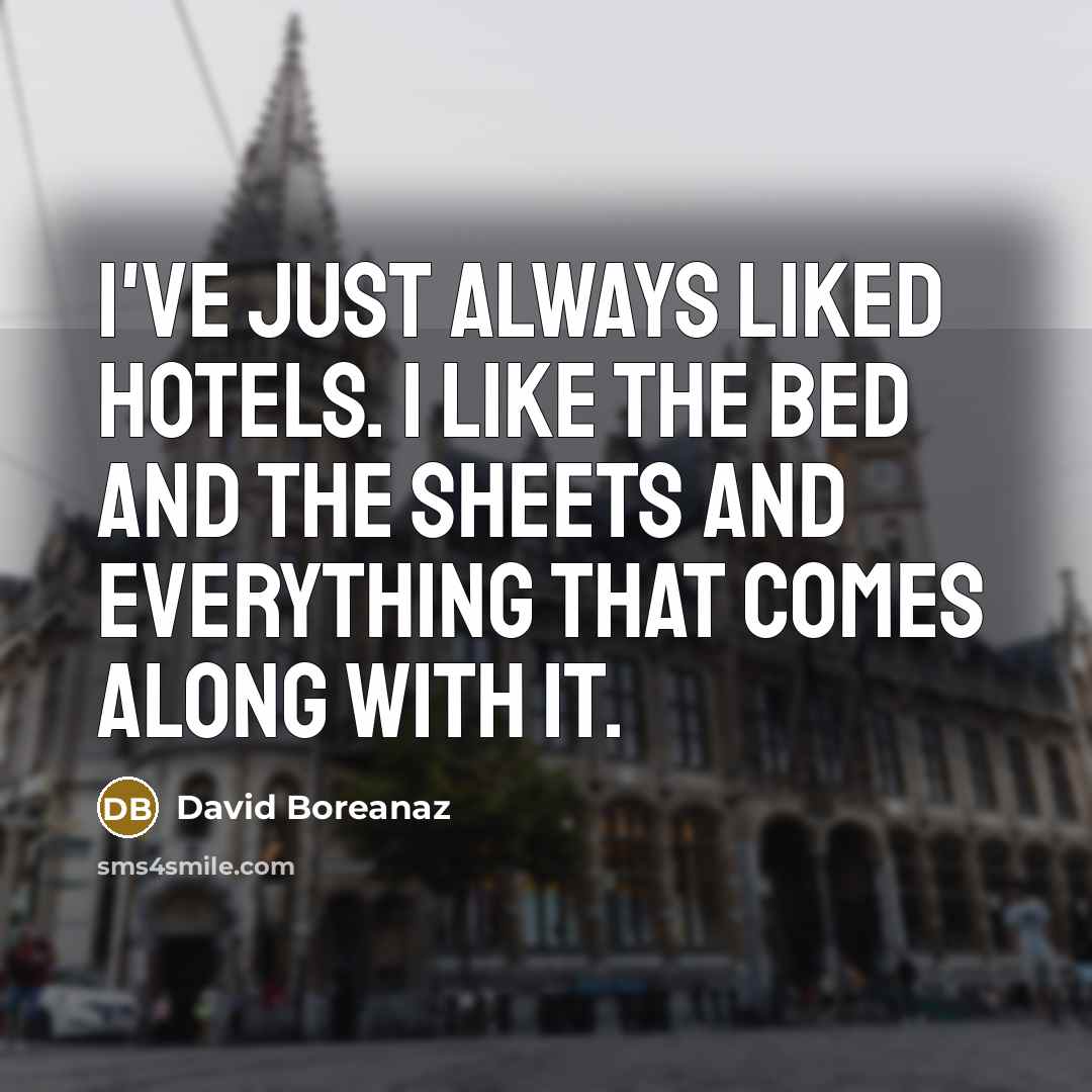 “I've just always liked hotels. I like the bed and…” quote by David Boreanaz