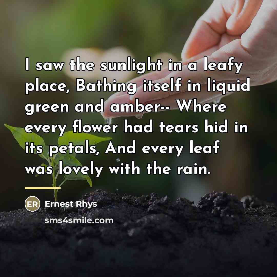 “I saw the sunlight in a leafy place, Bathing itself…” quote by Ernest Rhys