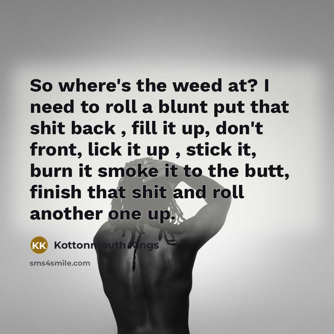 “So where's the weed at? I need to roll a…” quote by Kottonmouth Kings