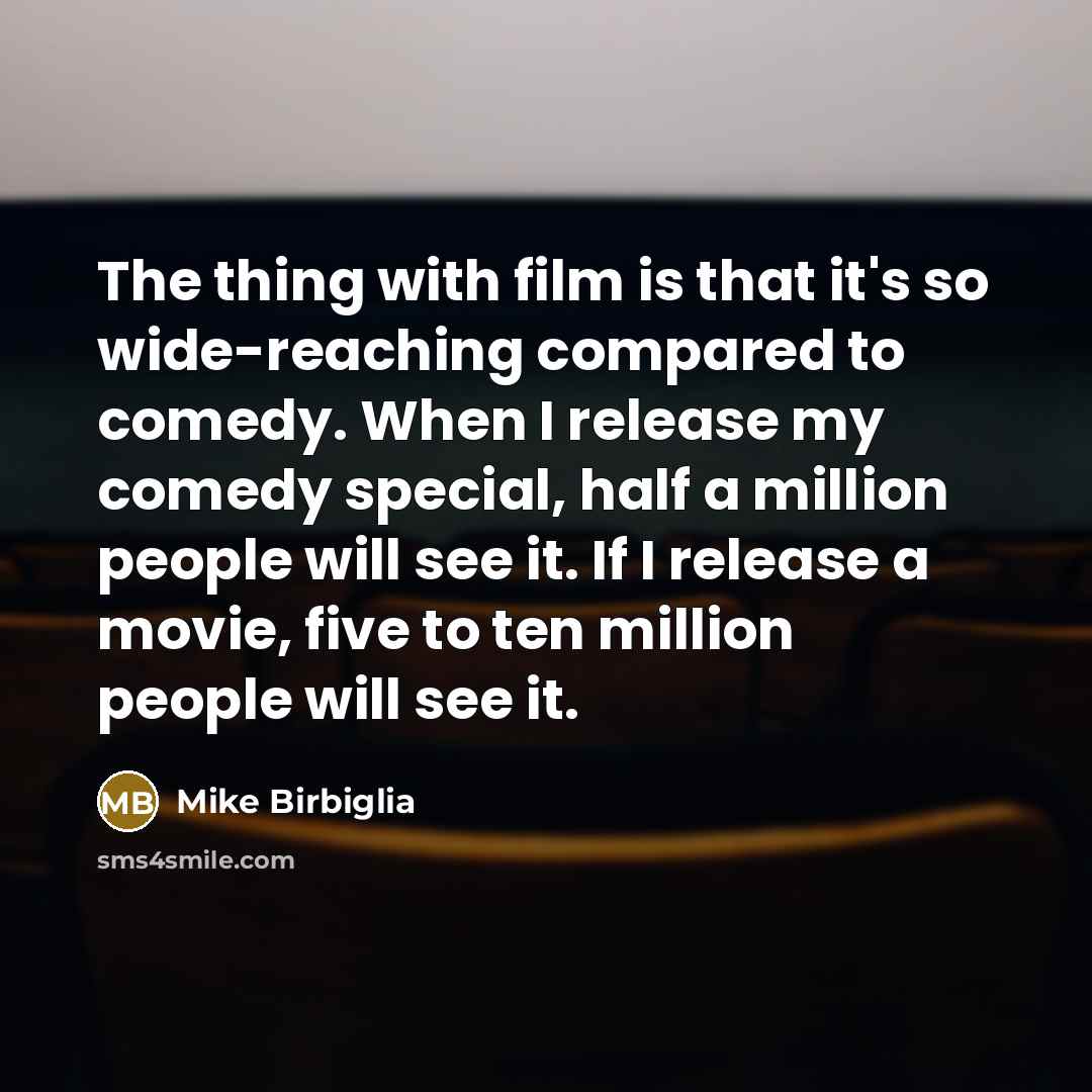 “The thing with film is that it's so wide-reaching compared…” quote by Mike Birbiglia