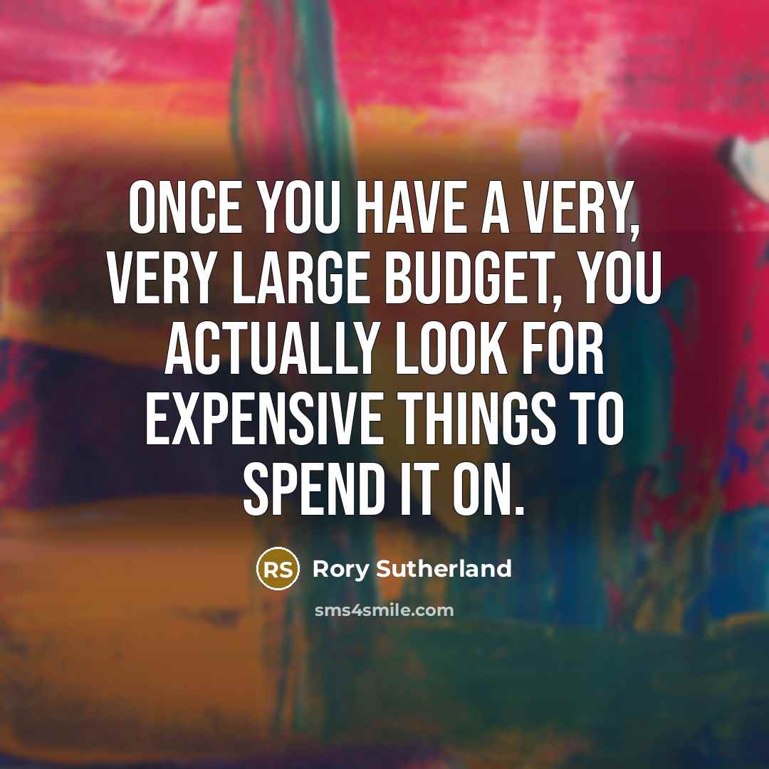 “Once you have a very, very large budget, you actually…” quote by Rory Sutherland