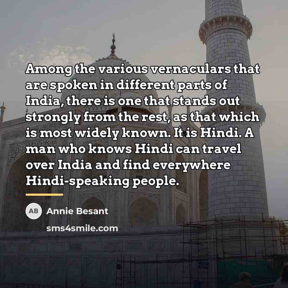 “Among the various vernaculars that are spoken in different parts…” quote by Annie Besant