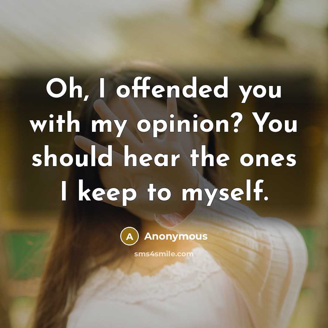 “Oh, I offended you with my opinion? You should hear…” quote by Anonymous