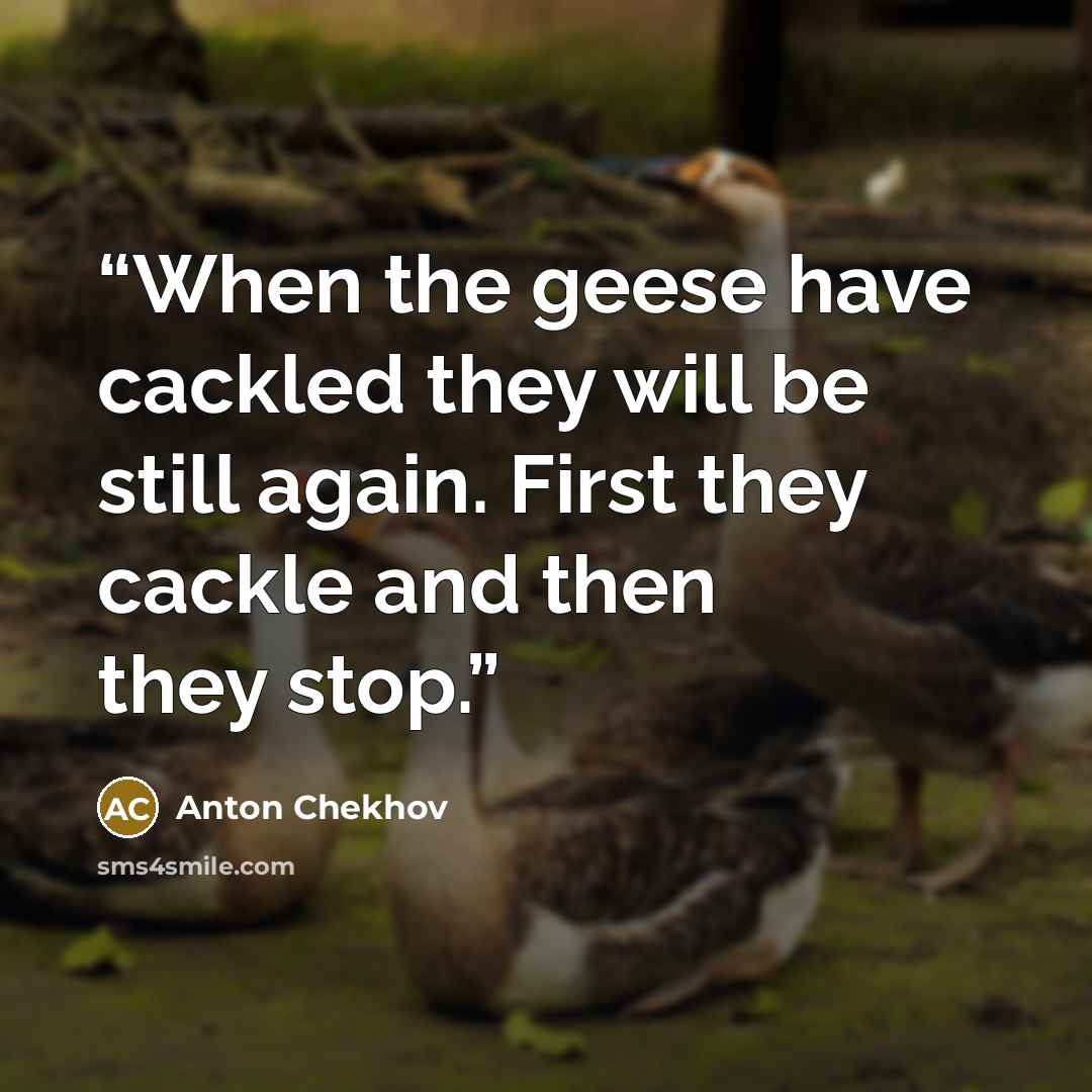 “When the geese have cackled they will be still again. First they cackle and then they stop.” quote by Anton Chekhov