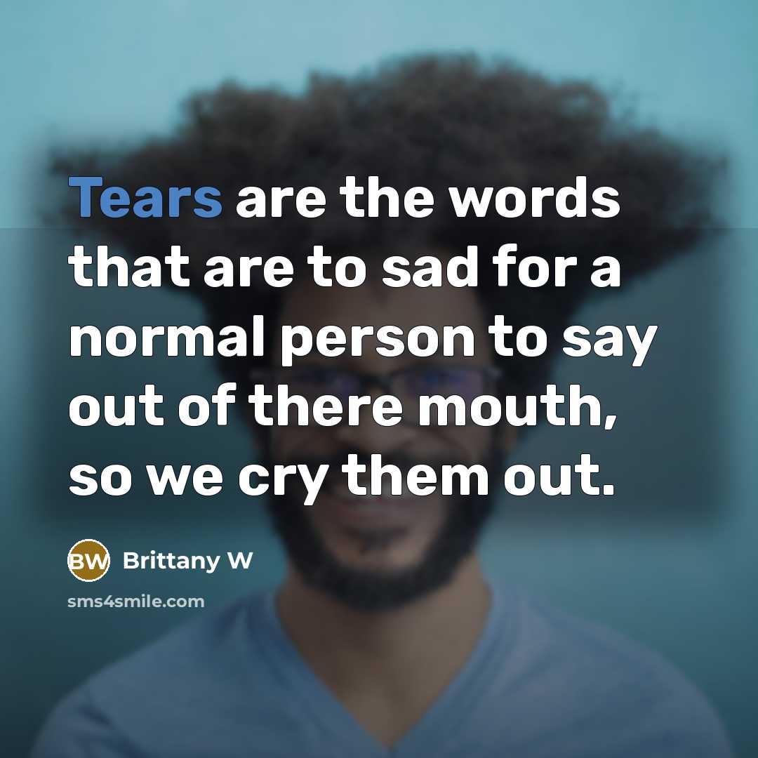 “Tears are the words that are to sad for a normal person to say out of there mouth, so we cry them out.” quote by Brittany W