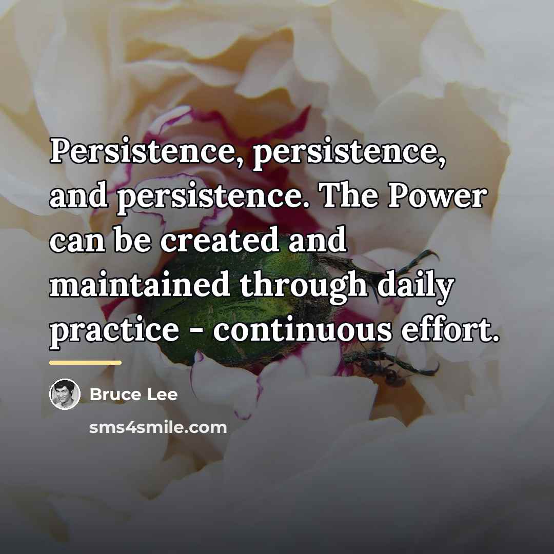 “Persistence, persistence, and persistence. The Power can be created and…” quote by Bruce Lee