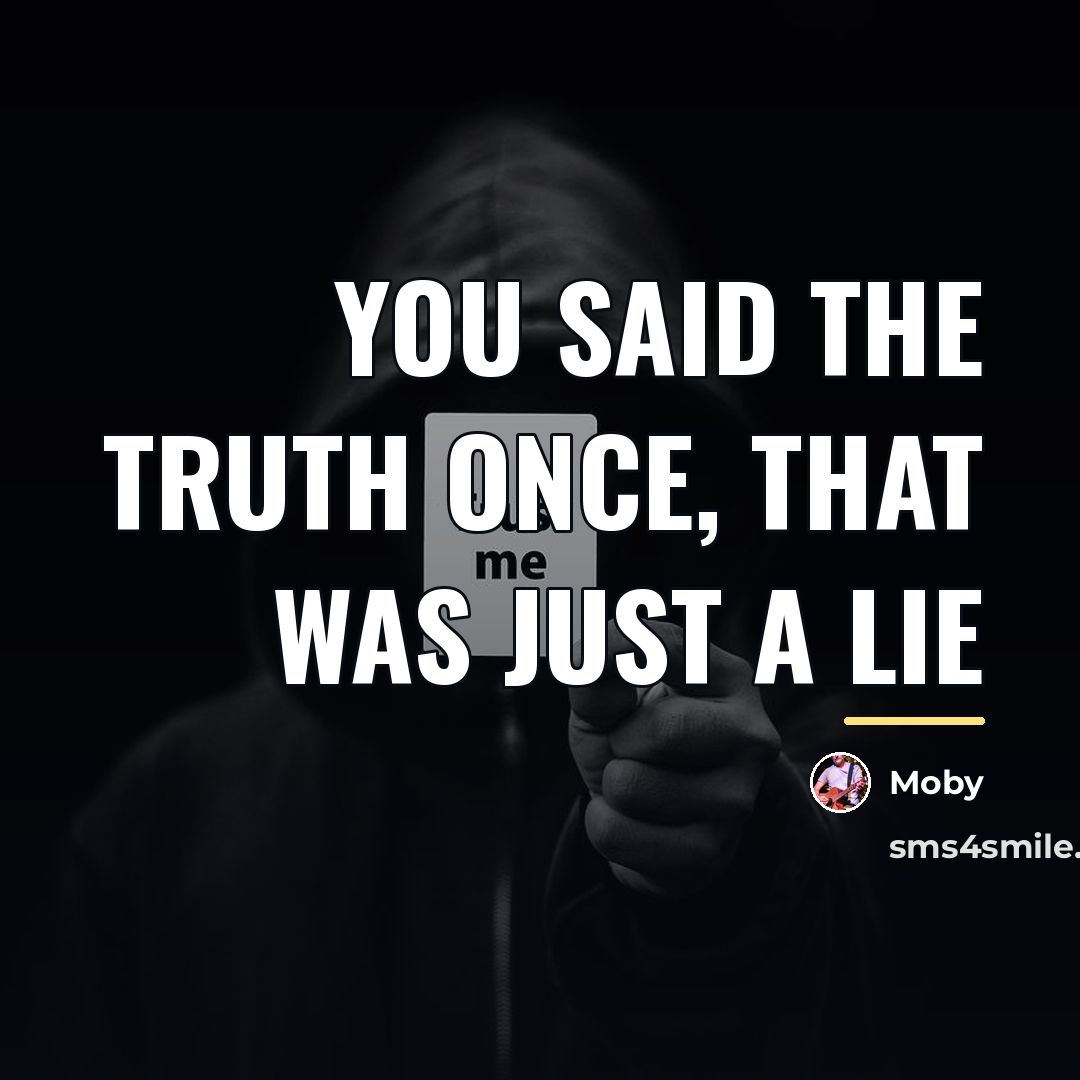 “You said the truth once, that was just a lie…” quote by Moby