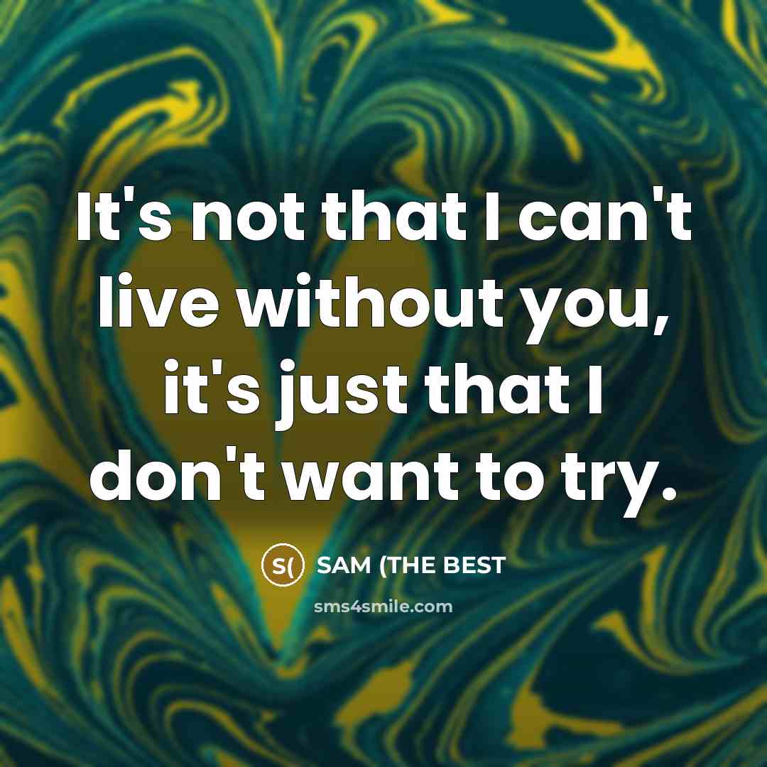 “It's not that I can't live without you, it's just…” quote by SAM (THE BEST
