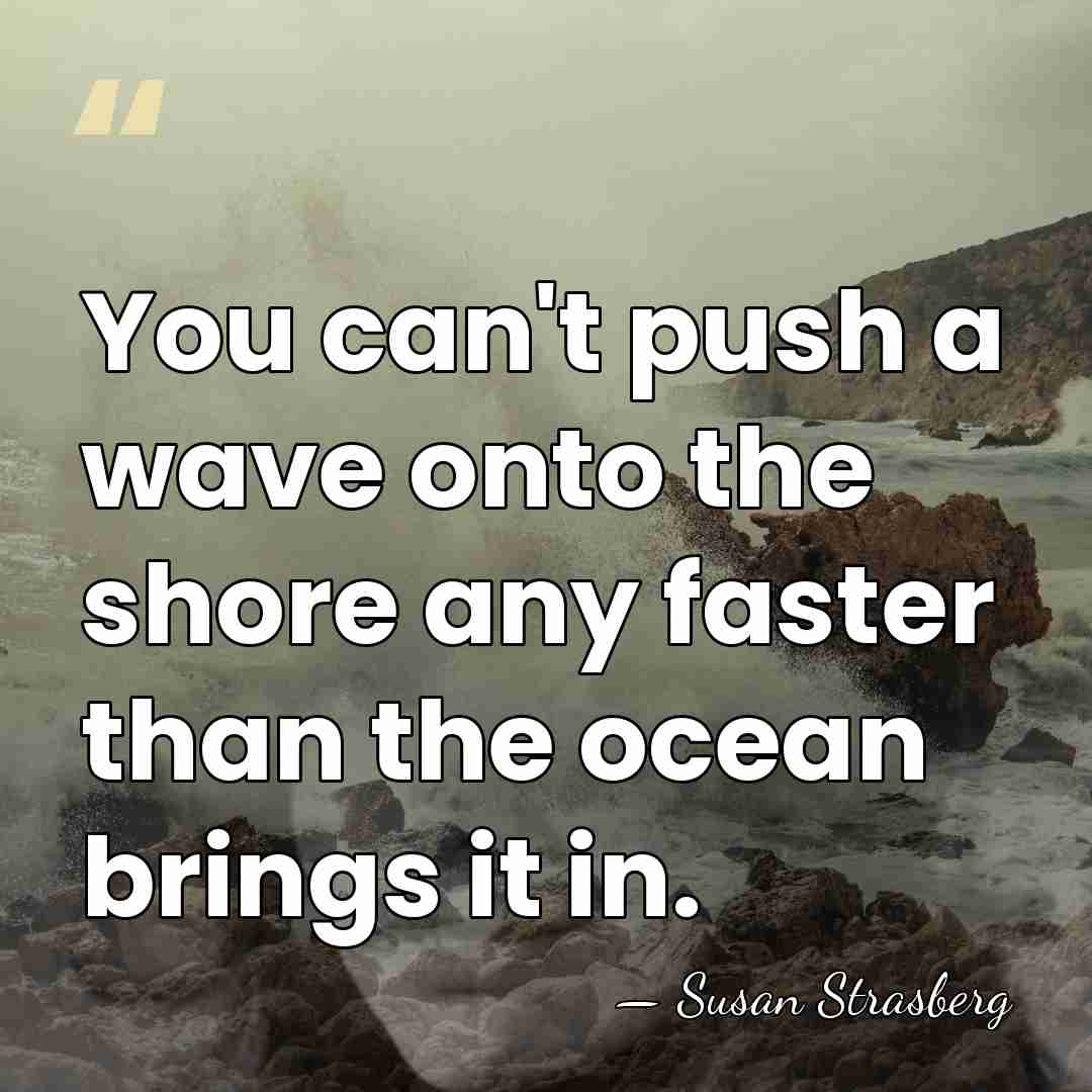 You can't push a wave onto the shore any faster than the&hellip; - Susan Strasberg