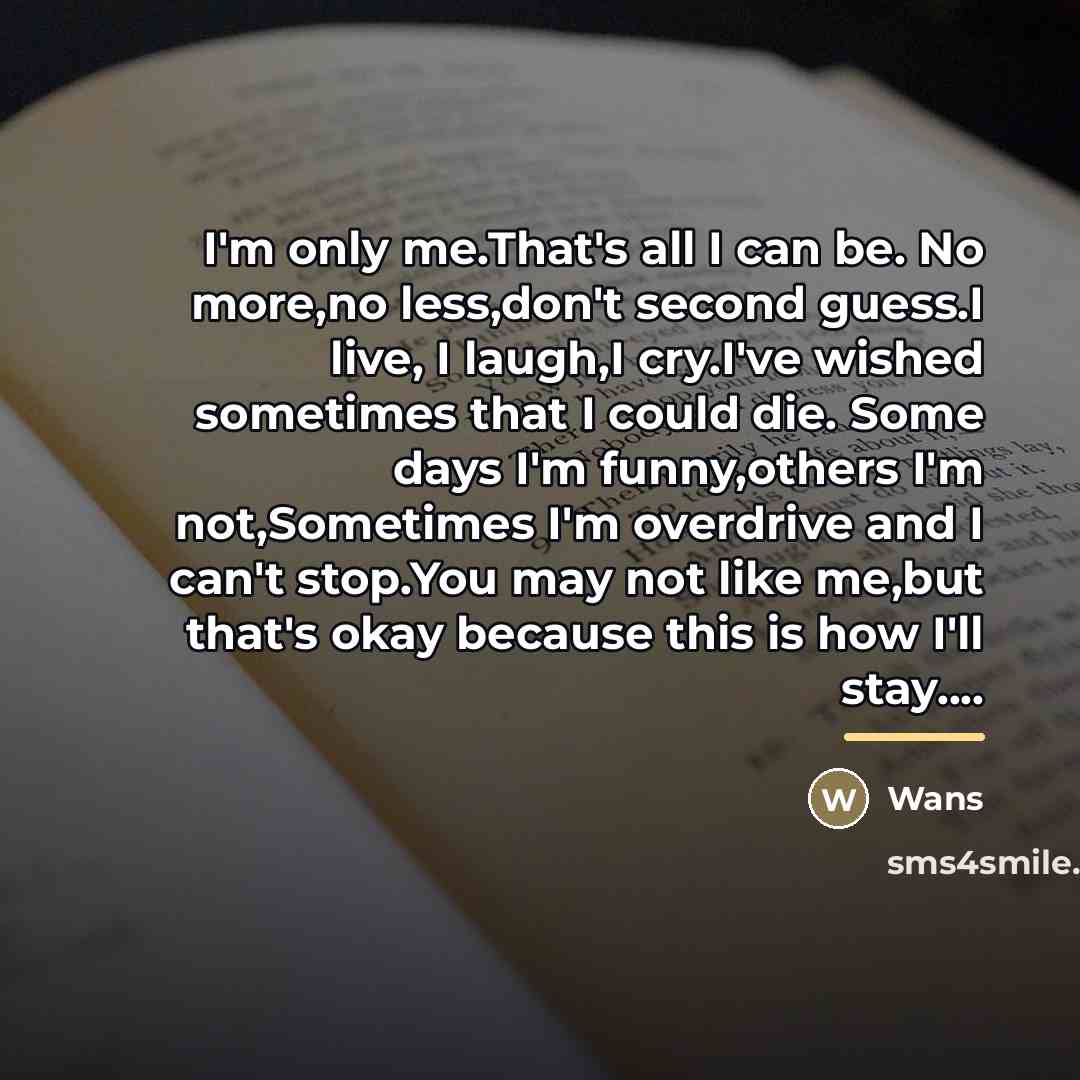 “I'm only me.That's all I can be. No more,no less,don't…” quote by Wans