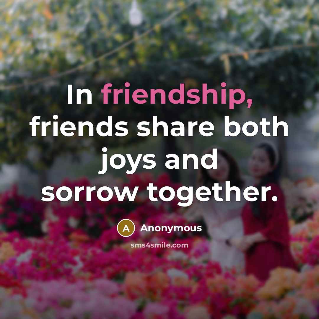 “In friendship, friends share both joys and sorrow together.…” quote by Anonymous