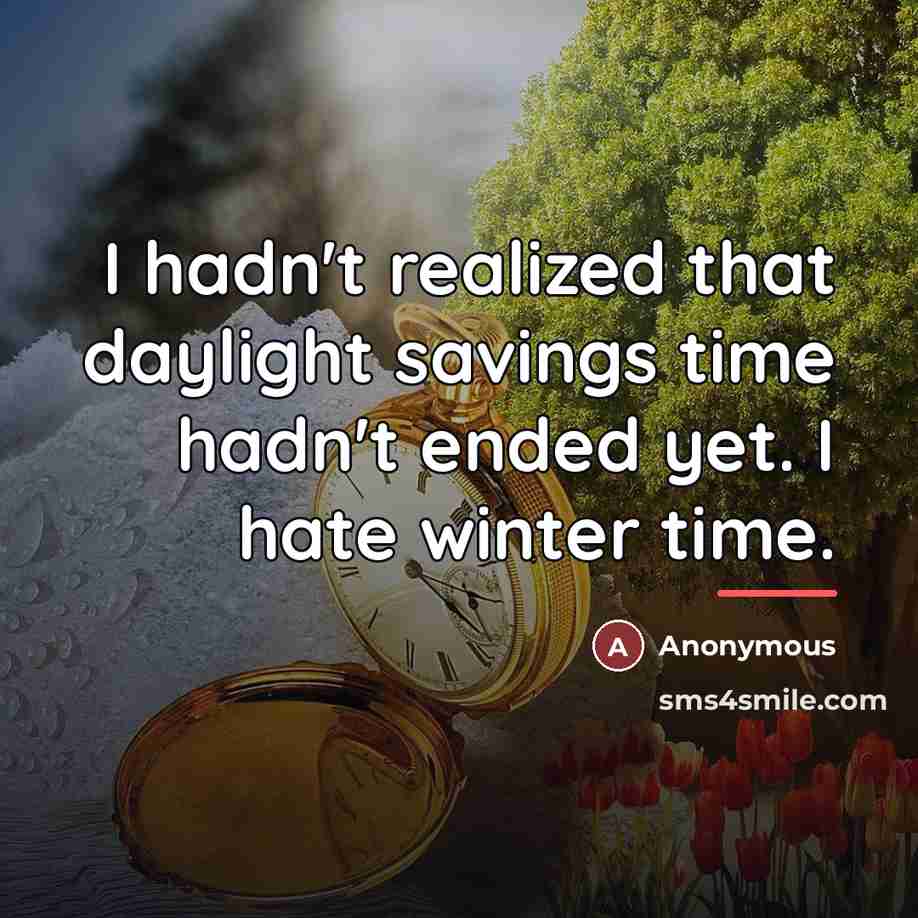 “I hadn't realized that daylight savings time hadn't ended yet.…” quote by Anonymous