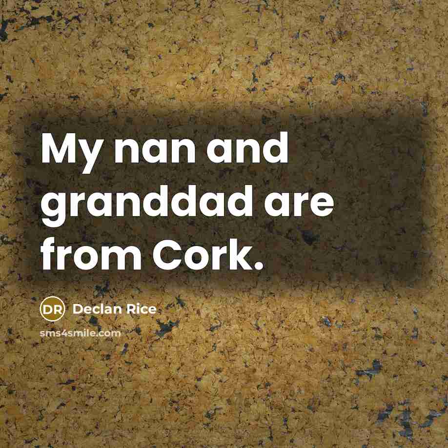 “My nan and granddad are from Cork.…” quote by Declan Rice