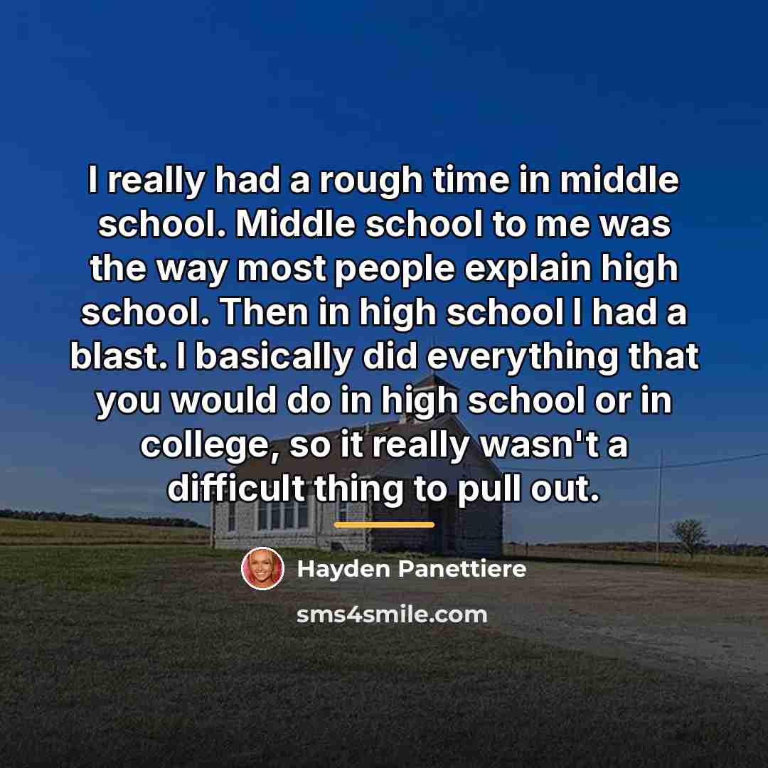 “I really had a rough time in middle school. Middle…” quote by Hayden Panettiere