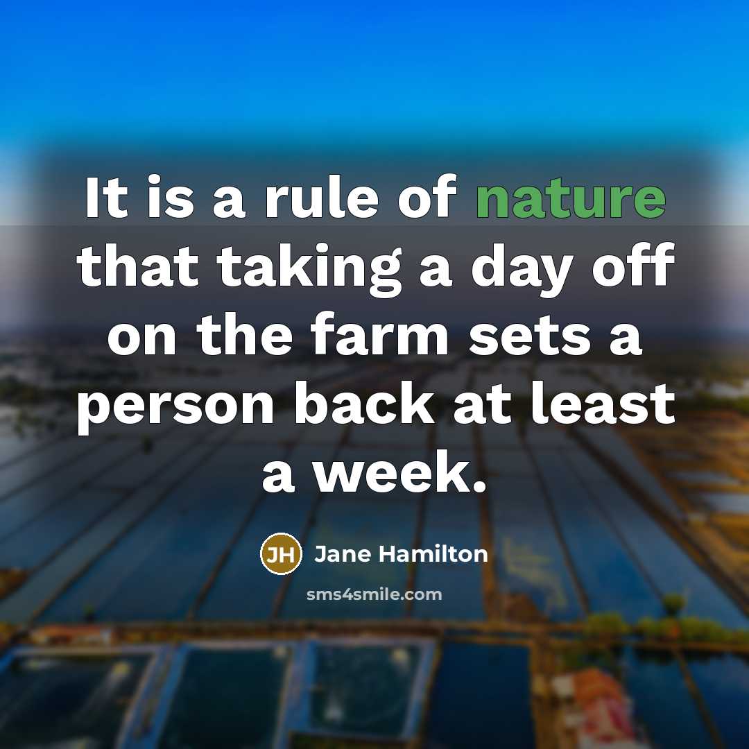 “It is a rule of nature that taking a day…” quote by Jane Hamilton