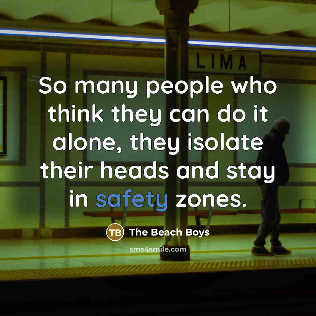 “So many people who think they can do it alone,…” quote by The Beach Boys