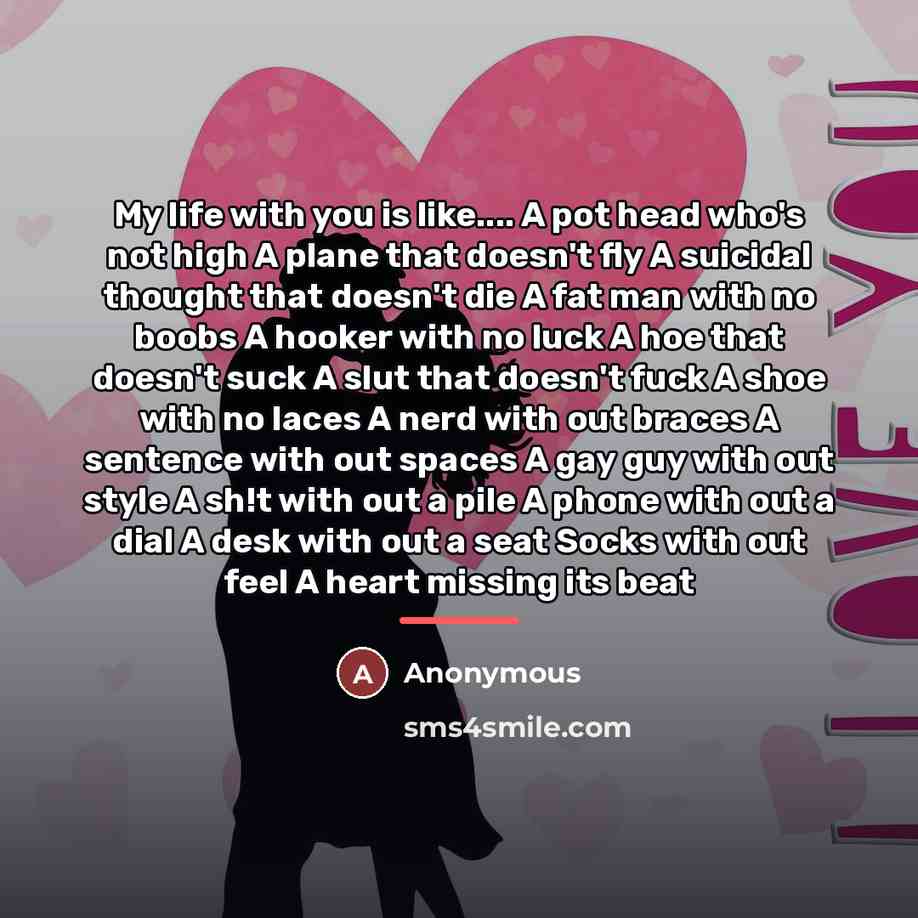 “My life with you is like.... A pot head who's…” quote by Anonymous