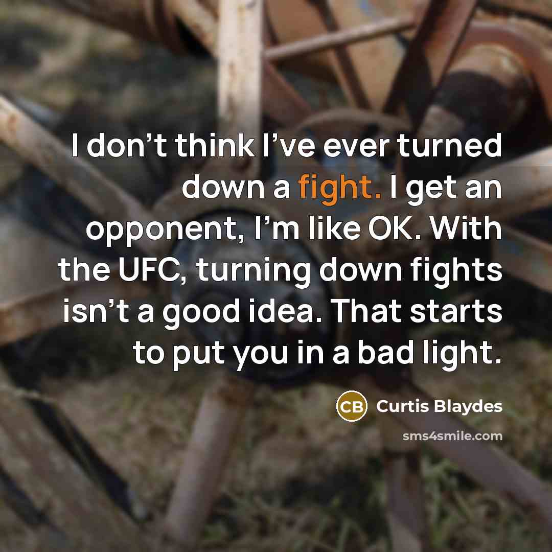 “I don't think I've ever turned down a fight. I…” quote by Curtis Blaydes