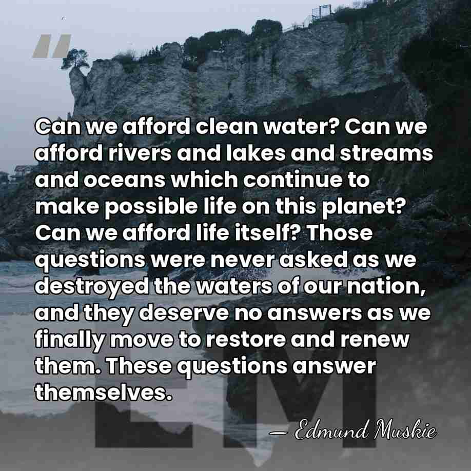 Can we afford clean water? Can we afford rivers and lakes and&hellip; - Edmund Muskie