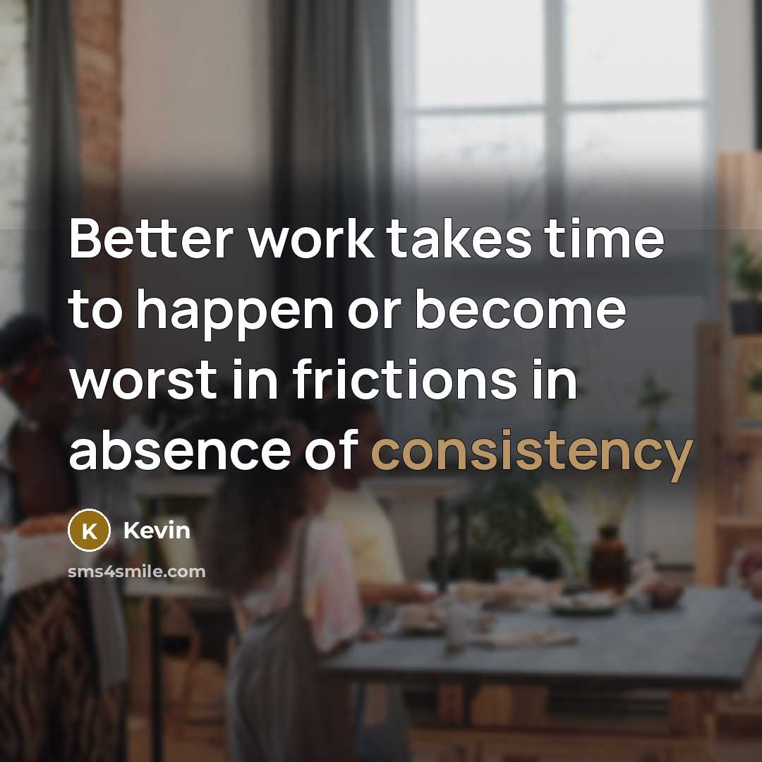 “Better work takes time to happen or become worst in…” quote by Kevin