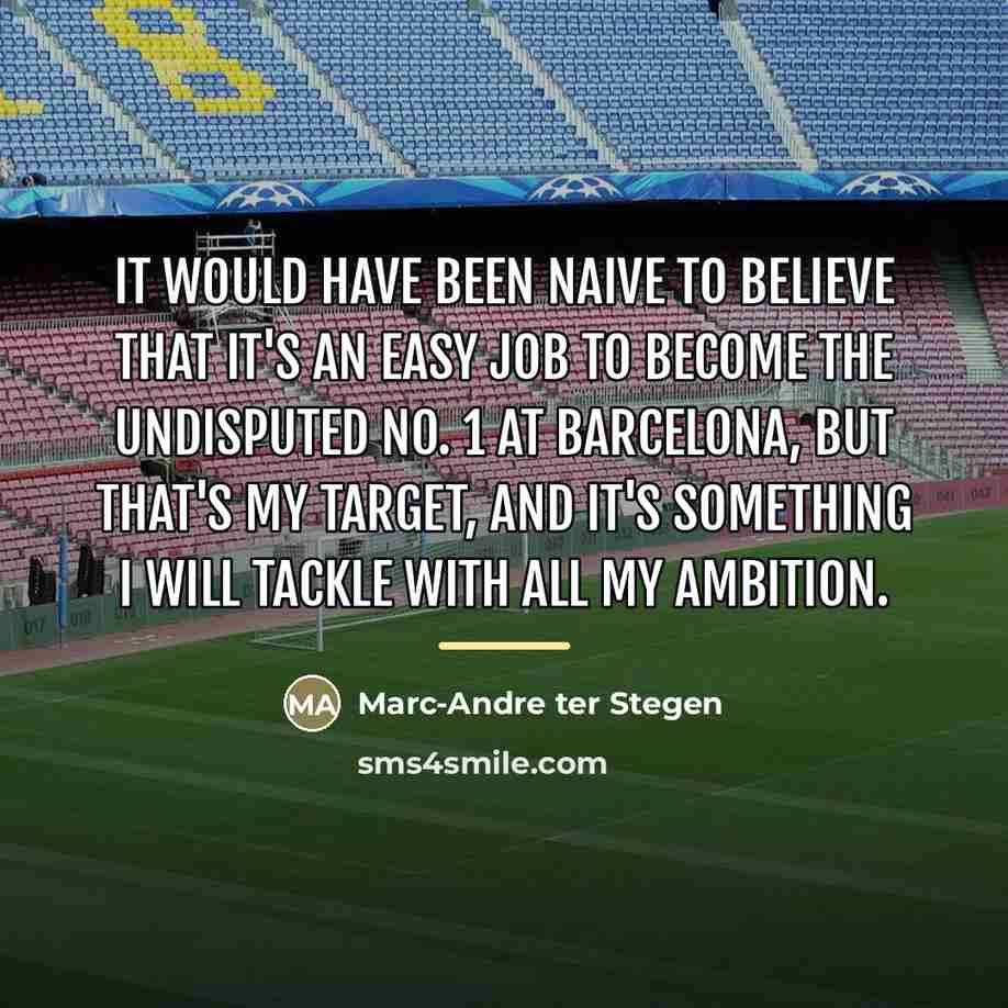 “It would have been naive to believe that it's an…” quote by Marc-Andre ter Stegen