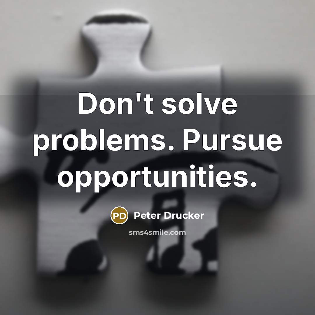 “Don't solve problems. Pursue opportunities.” quote by Peter Drucker