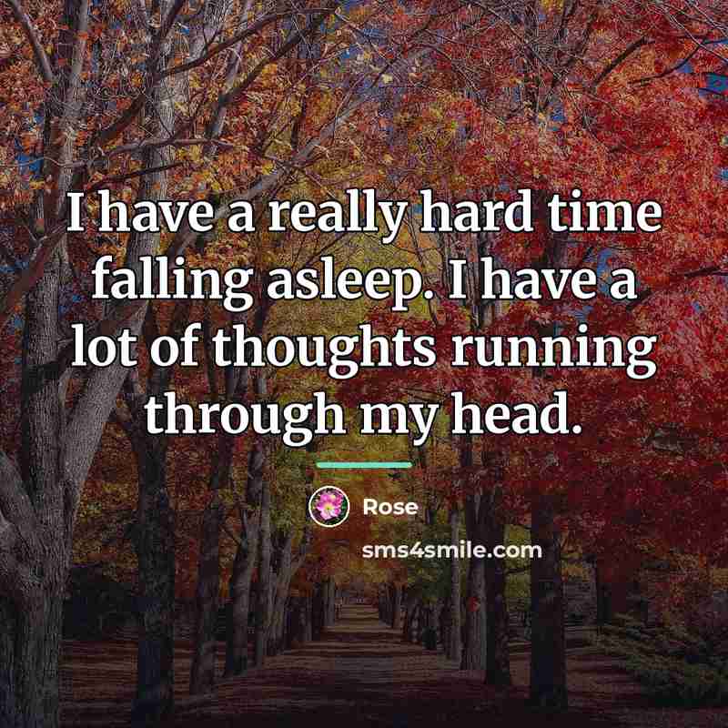“I have a really hard time falling asleep. I have…” quote by Rose