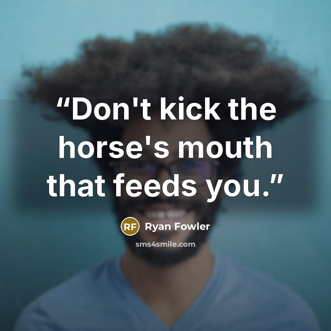 “Don't kick the horse's mouth that feeds you.” quote by Ryan Fowler