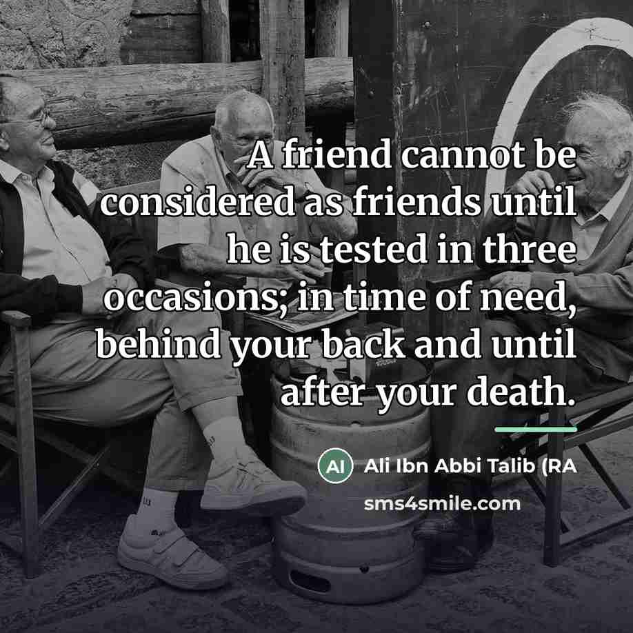 “A friend cannot be considered as friends until he is…” quote by Ali Ibn Abbi Talib