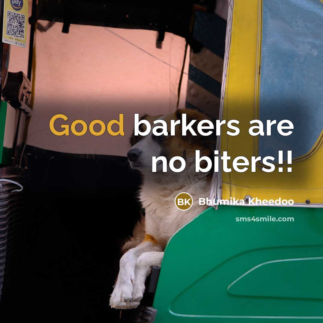 “Good barkers are no biters!!…” quote by Bhumika Kheedoo