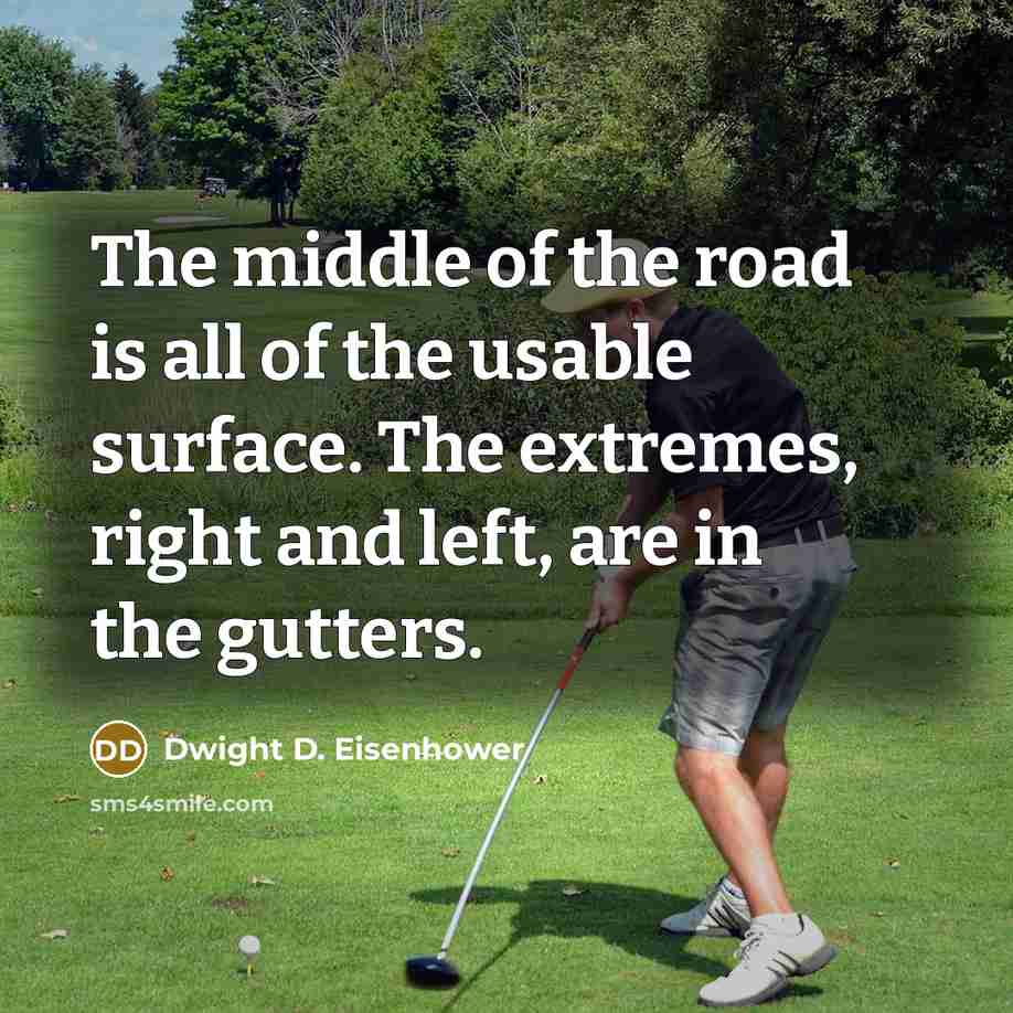 “The middle of the road is all of the usable…” quote by Dwight D. Eisenhower
