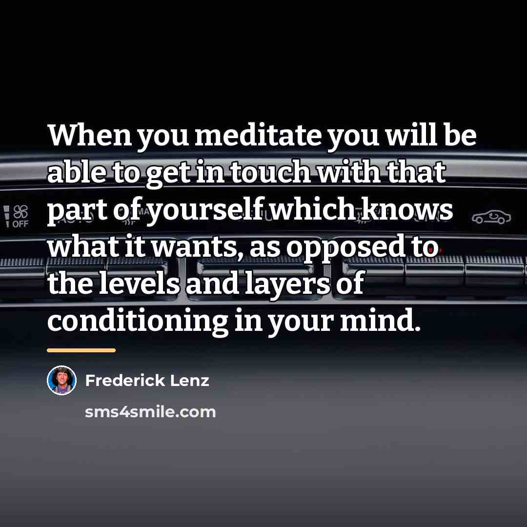 “When you meditate you will be able to get in…” quote by Frederick Lenz