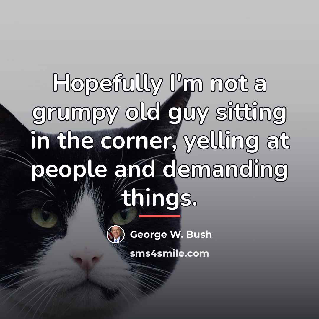 “Hopefully I'm not a grumpy old guy sitting in the…” quote by George W. Bush