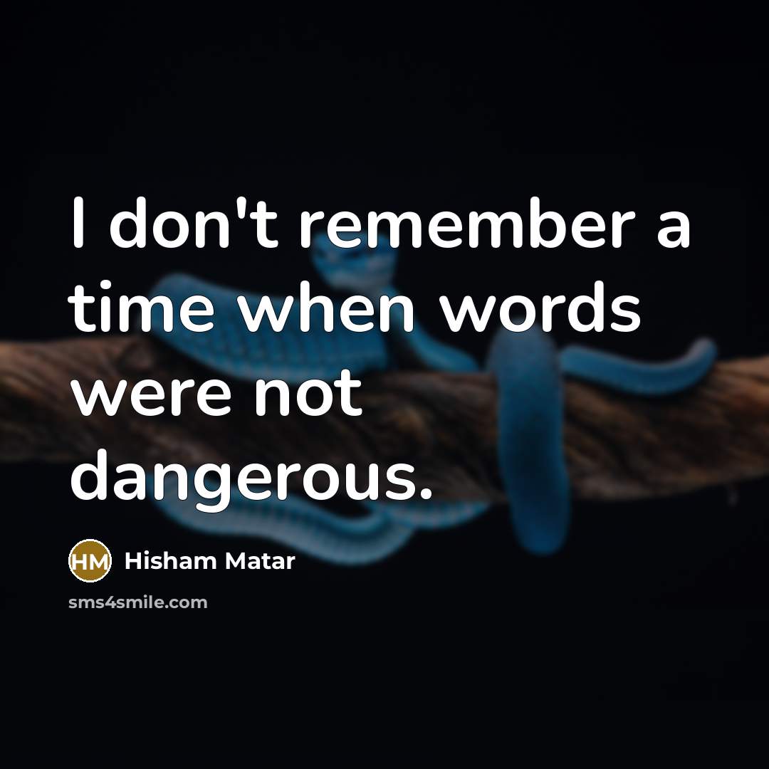 “I don't remember a time when words were not dangerous.…” quote by Hisham Matar