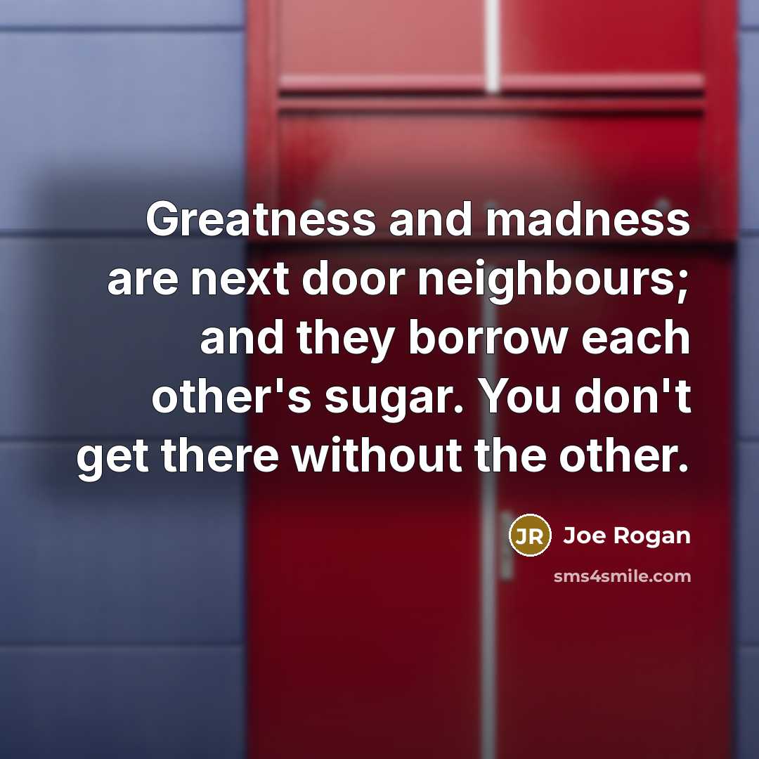 “Greatness and madness are next door neighbours; and they borrow…” quote by Joe Rogan