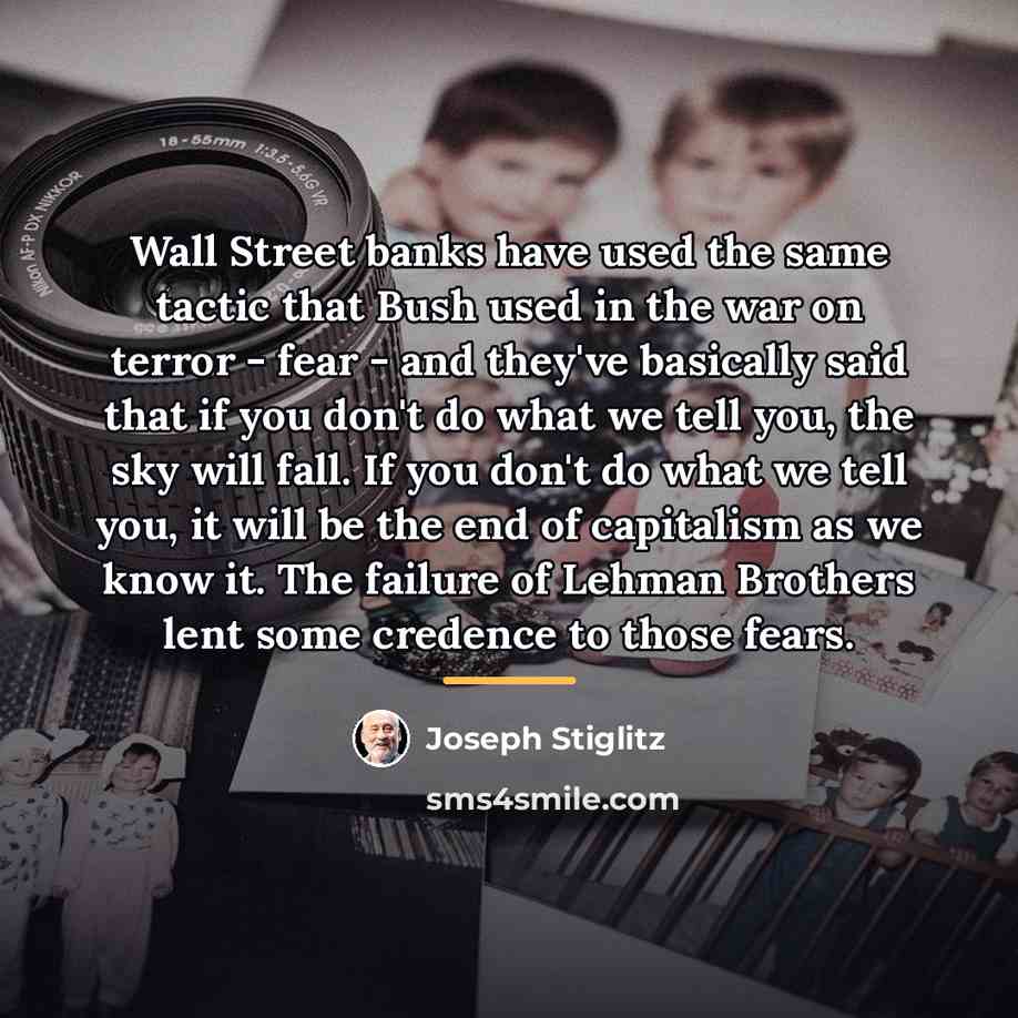 “Wall Street banks have used the same tactic that Bush…” quote by Joseph Stiglitz
