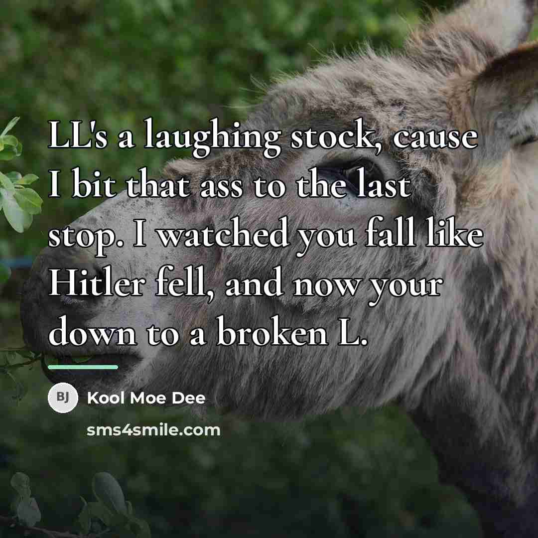 “LL's a laughing stock, cause I bit that ass to…” quote by Kool Moe Dee