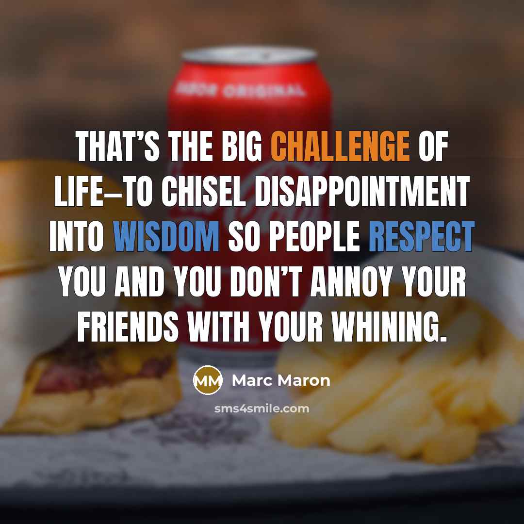 “That’s the big challenge of life—to chisel disappointment into wisdom…” quote by Marc Maron