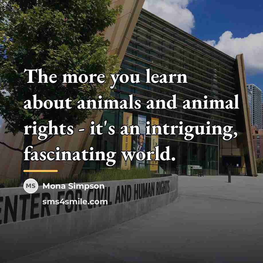 “The more you learn about animals and animal rights -…” quote by Mona Simpson