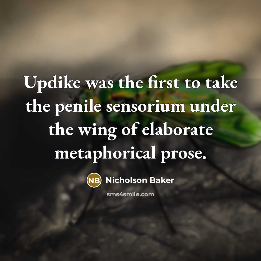 “Updike was the first to take the penile sensorium under…” quote by Nicholson Baker