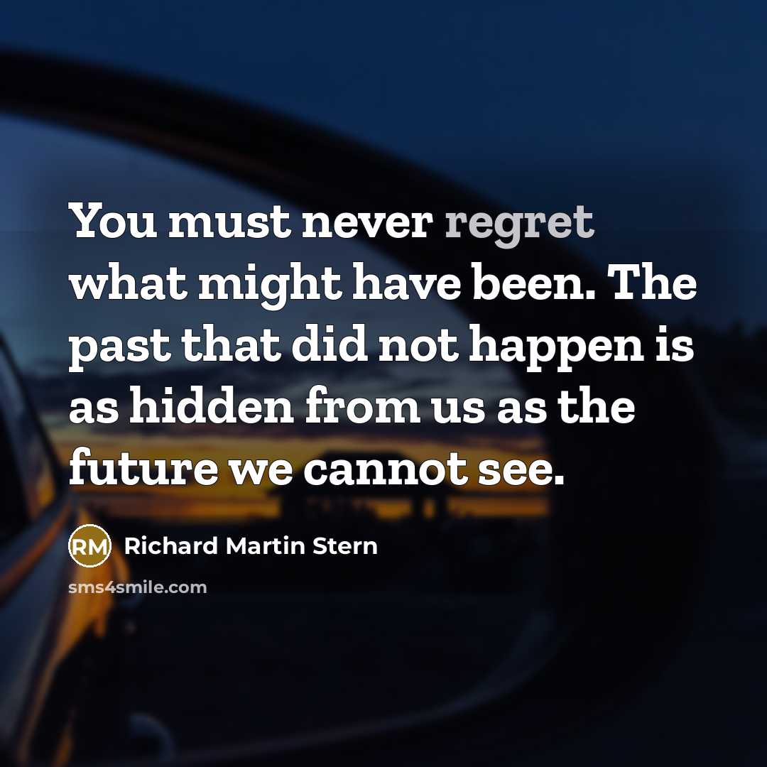 “You must never regret what might have been. The past…” quote by Richard Martin Stern